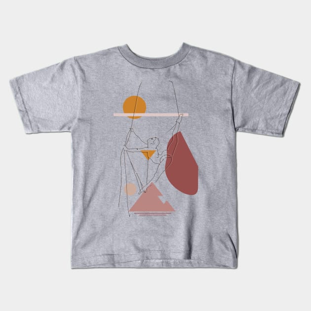 Aerial Silks Line Art Kids T-Shirt by LaBellaCiambella